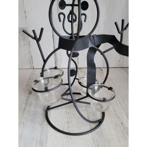 Metal abstract snowman tealight candle holder figure xmas - Picture 10 of 11